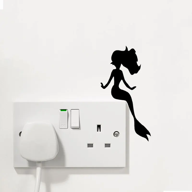 

Beauty Mermaid Switch Socket Stickers Cartoon Window Decals Bedroom Home Wall Decoration Auto Detailing Decor Vinyl Laptop Bomb