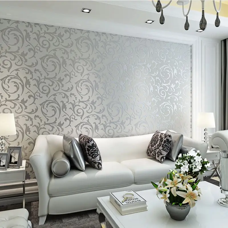 

Silver and Gold simple European environmental protection 3D stereo non-woven decorative living room bedroom luxury wallpaper