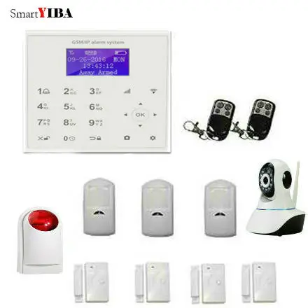 

SmartYIBA Home Protection GSM GPRS SMS Wifi Alarm System Security Indoor IP Camera PIR Motion Sensor Strobe Siren Alarm Kits