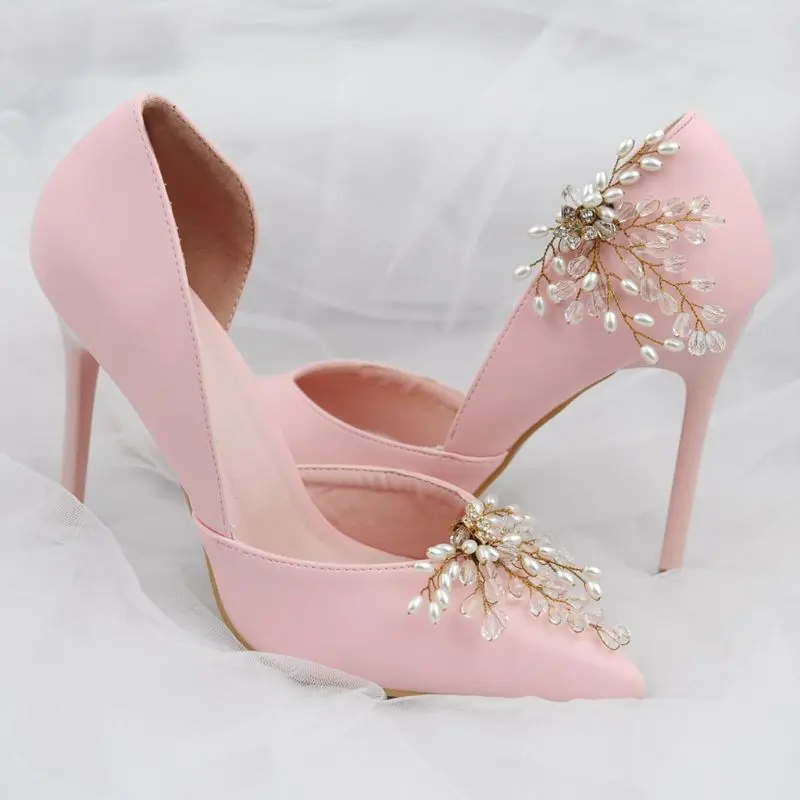 Модная обувь клип свадебные туфли с пряжкой; Clip-on Для женщин; обувь для невесты на высоком шармы туфли на каблуках роскошные украшения имитация повседневное тапки аксессуары