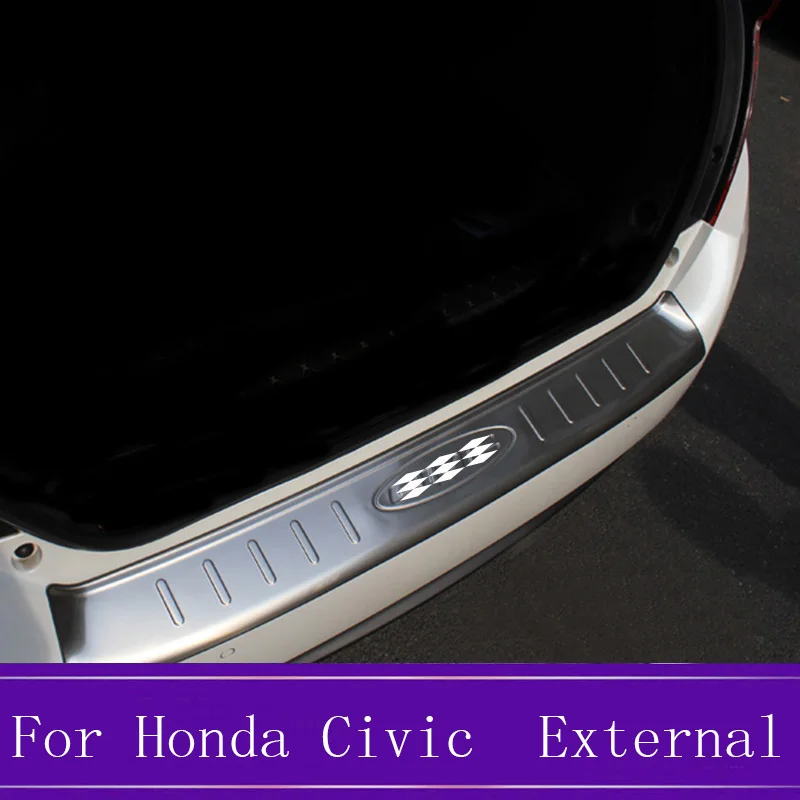 Багажник заднего бампера из нержавеющей стали, декоративная полоска, аксессуар для автомобиля Honda Civic 10th - Название цвета: External