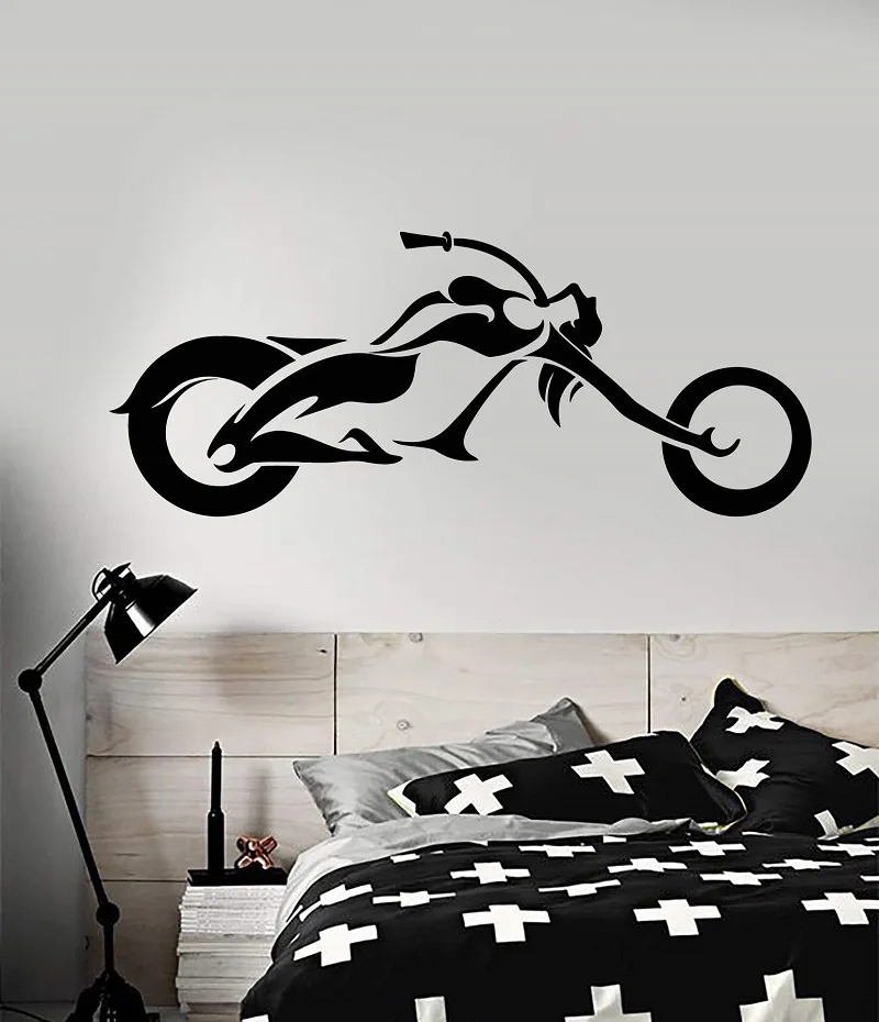 

Motorcycle wall sticker, vinyl wall decal motorcycle bike bicycle repair shop sticker, boy room home decoration sticker, QC09