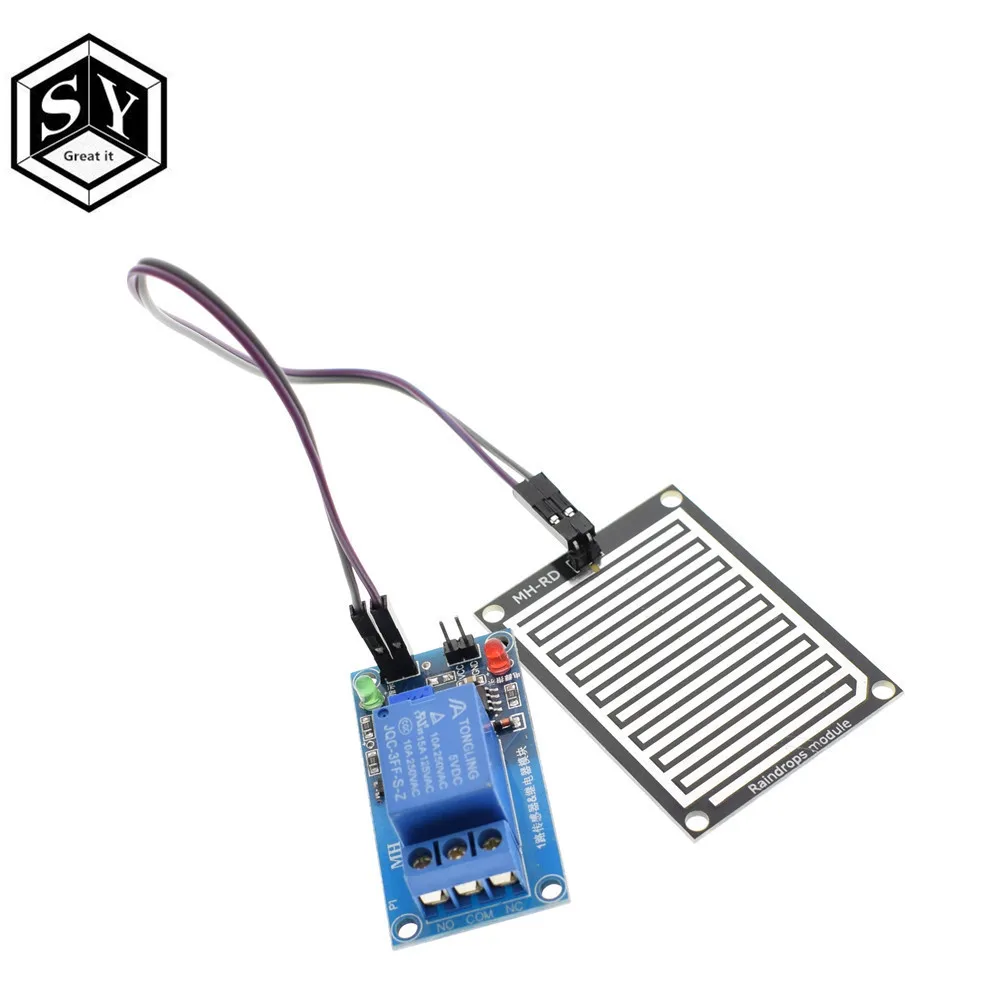 

Rain water sensor module + DC 5v 12V Relay Control Module Rain Sensor Water Raindrops Detection Module for Arduino robot kit