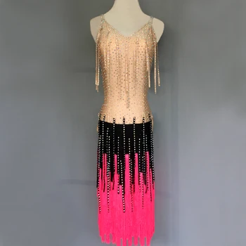 

Custom Children's Latin Dance Competition Dress Adult Latin Dance Performance Dress latin dance skirt