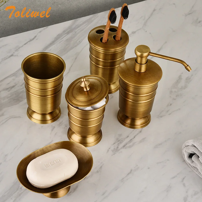 Antique Brass Tall Soap Pump Liquid Soap Dispenser Holds for Bathroom, Kitchen Sink,Bathroom Accessories