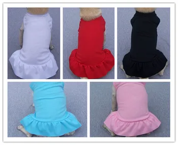 

Free shipping pet dog puppy solid plaid color dress summer clothes clothing pure color five colors 20pcs/lot