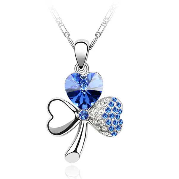 Новые оригинальные кристаллы от Swarovski клевер подвеска ожерелья в форме сердца цепи воротник кулон Модные ювелирные изделия для женщин - Окраска металла: 9