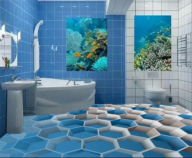 3d Płytki Podłogowe Do łazienek Klienta 3d Malowanie Niebieskie Pole