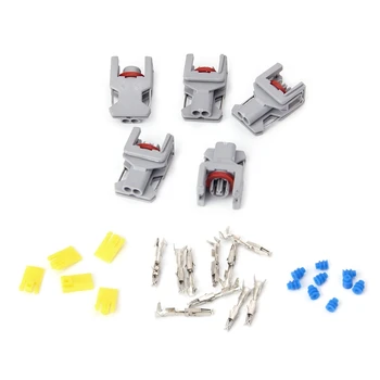 

OOTDTY 5 Sets 2 Pin Waterproof Connector For Delphi 10811963 Fuel Diesel Injector Fuel Rail Plug Waterproof Connectors