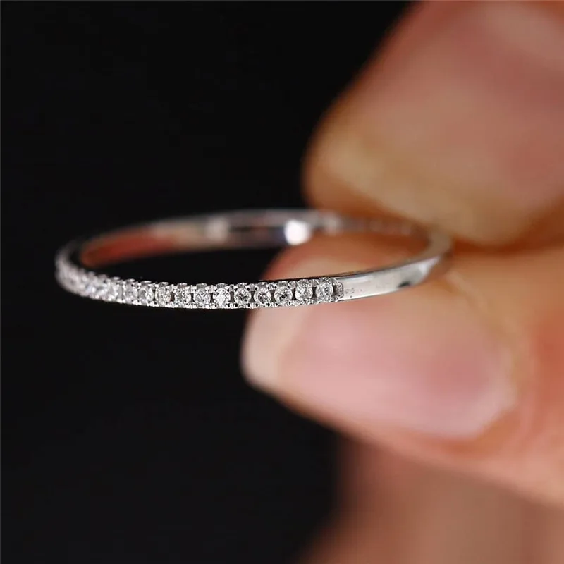 

3 colors Cute Eternity Band Ring 925 Sterling silver AAAAA cz Promise Wedding Band Rings for Women Bridal Party Finger Jewelry