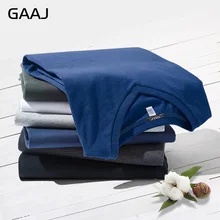 GAAJ, 100 хлопок, простая футболка, мужская, v-образный вырез, футболки с коротким рукавом для мужчин, брендовая футболка, летняя, без рисунка, топ, футболка, одноцветная, темно-синий, белый, серый