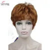 Strong beauty-perruque synthétique pour femmes, coupe Pixie courte et lisse, sans cape, gris et rouge ► Photo 3/5