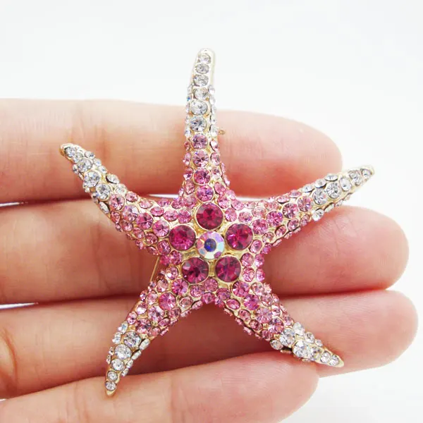 TTjewelry Vintage Style Rhinestone Crystal Starfish Brooch Pin