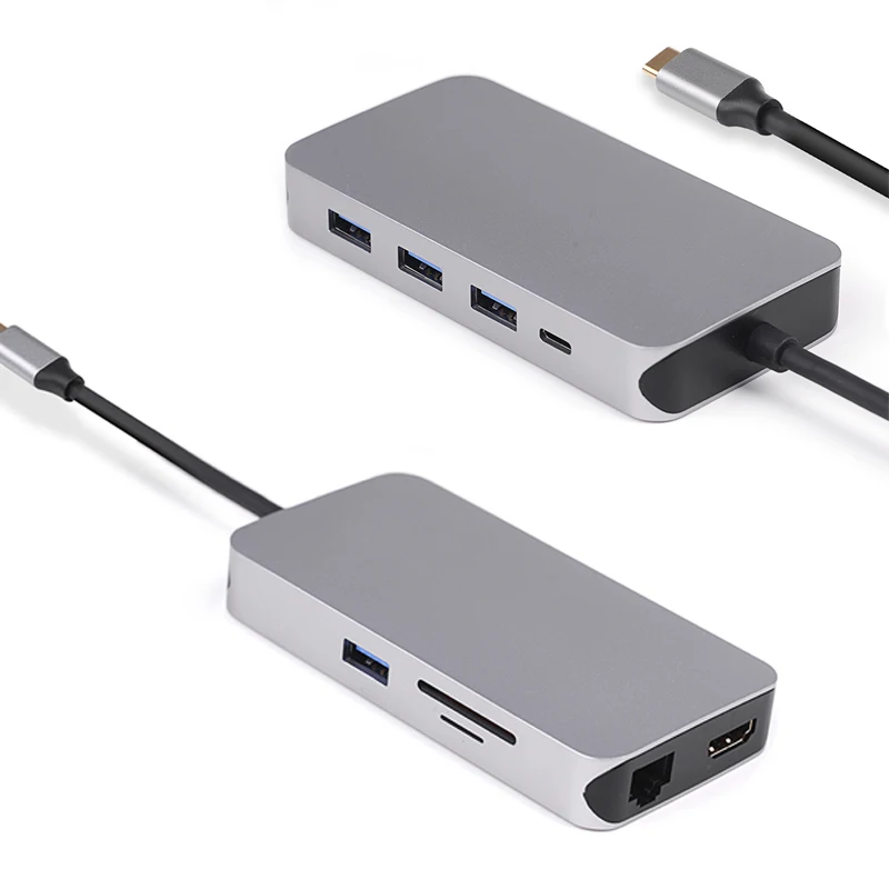 

9-in-1 Type C HUB 4K HD USB C Adapter Type C to HDMI+RJ45+USBX4+PD Docking Station