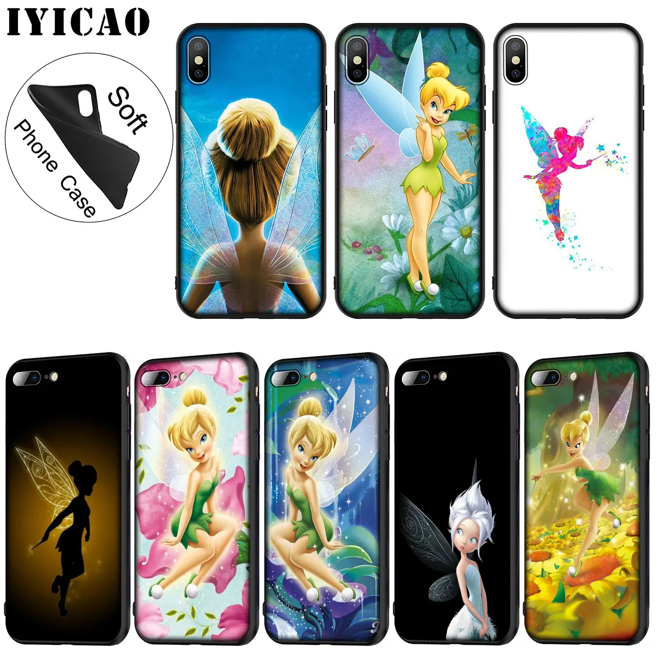 

IYICAO Tinkerbell fairy tinker bell periwinkle Soft Silicone Phone Case for iPhone XR X XS 11 Pro Max 6 6S 7 8 Plus 5 5S SE 10