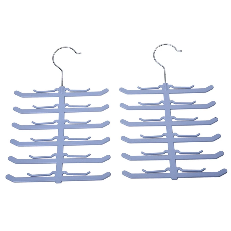 

New-2xRack Closet Organizer Neck Ties Necktie Belt Scarves Non-slip Holder Hanger Grey