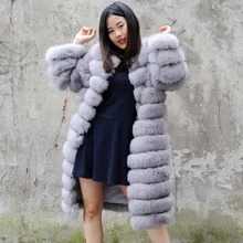 CX-G-A-15 женское теплое пальто из натурального Лисьего меха зимняя меховая куртка Верхняя одежда Пальто из лисьего меха для женщин