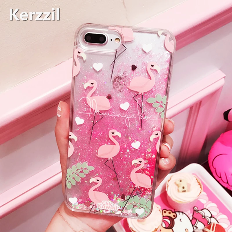 Kerzzil Фламинго наклейки на ногти сердечки звезды Чехлы для iPhone X 6 S 7 8 плюс Чехол