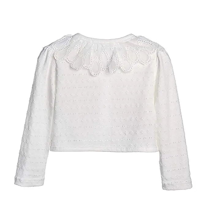 Brand Girls Long Sleeve Kids Lace Bolero Shrug Pearls Button Wedding Cardigan Princess Flower Lace Collar Party Coat 1-6 Y