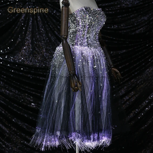 luminous prom dress 2018 lace up fiber optic glow in the dark