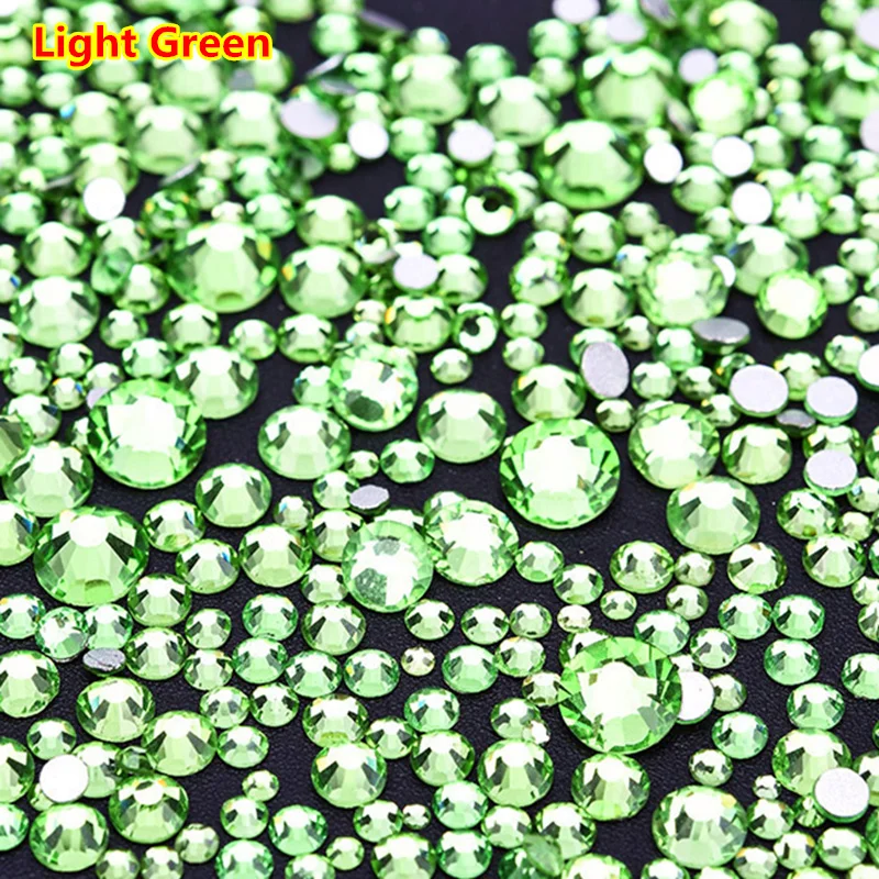 

Promotiona Sales Light Green 1440 pcs ss3 swarovsky Strass Crystal Nail Jewelry in Nail Rhinestones Non Hotfix Flatback Crystal