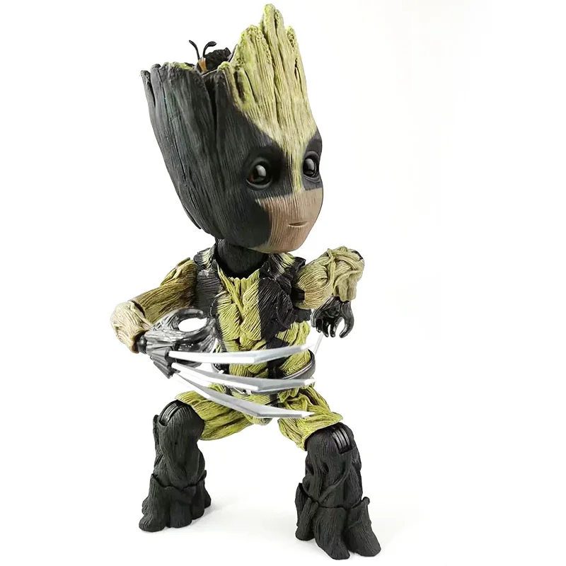 

Avengers Endgame Galaxy Guardians Baby Tree Man Groots Cosplay Wolverine Logan PVC Model X Man Action Figures