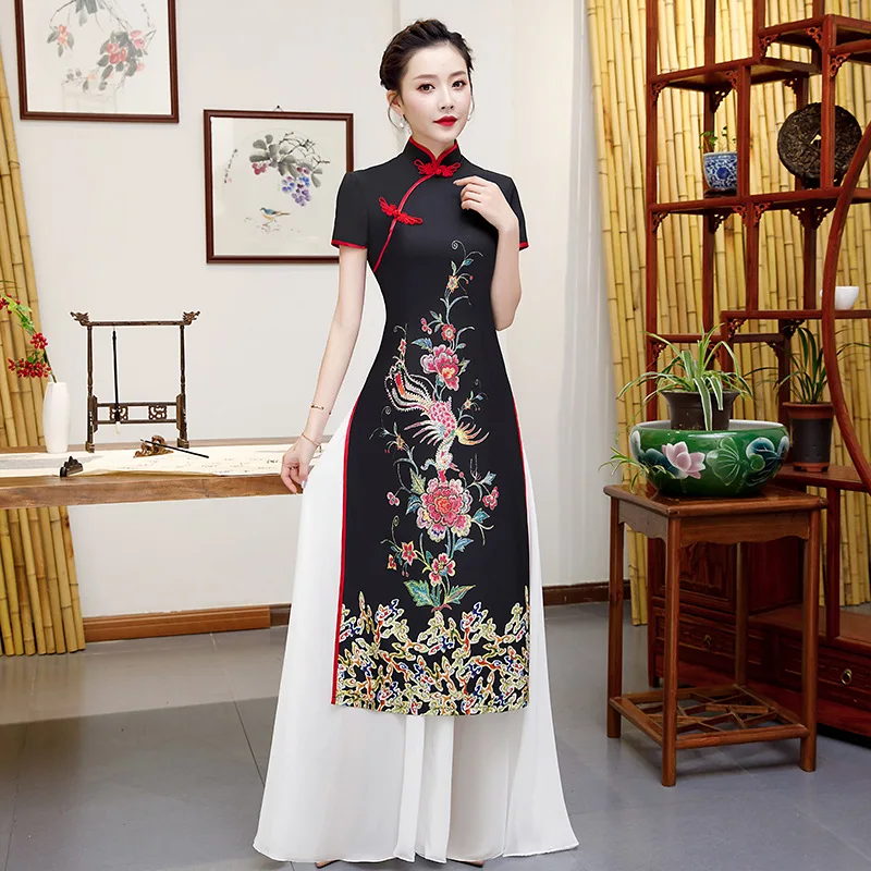 Женское традиционное китайское платье Qipao Ципао размера плюс 5XL с цветочной