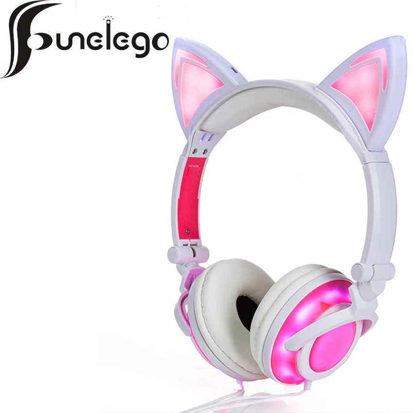 Funelego Новый кошка Наушники с мигает светящийся светодиодный светильник для
