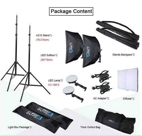 

Photography LED Continuous Lighting Kit LED Lights+50x70cm Softbox +Light Stand+Bag
