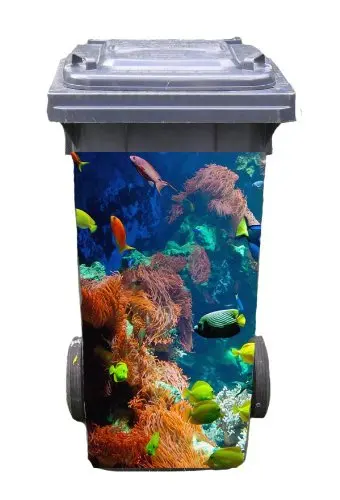 

DIY underwater world view Adhesive Removable Waterproof Sticker Decals Rubbish bin trash can Cover sticker 120liter 240liter