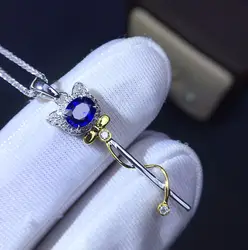 Fine Jewelry индивидуальные Размеры реальная 18-каратного белого золота AU750 100% натуральный голубой сапфир подвески из драгоценных камней для