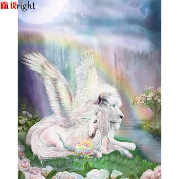 

DIY diamond painting White lion unicorn cross stitch diamond painting pattern full square display rhinestone home decor gift XY1