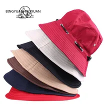 Bingyuanhaoxuan Лето г. Для женщин шляпа унисекс плоские хлопок ведра для Для мужчин Для женщин Путешествия Защита от Солнца шляпа женский мужской Рыбак Кепки черный