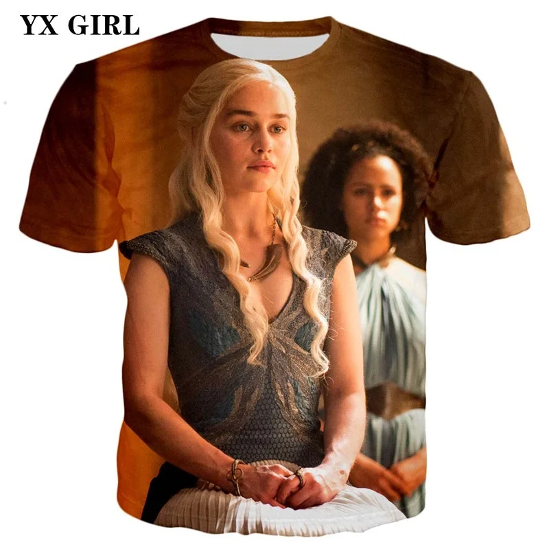 

2018 3d Print Casual Tees Men/Women T-shirt Game of Thrones Character Daenerys Targaryen T-shirts Short Sleeve T shirt Dropship
