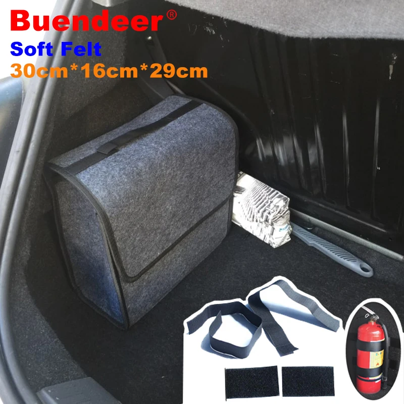 Car Trunk Organizer Storage Bag Stowing Tidying Box With Fire Extinguisher Bracket Nylon Belt Magic Fixing Tape Styling Hot | Автомобили и