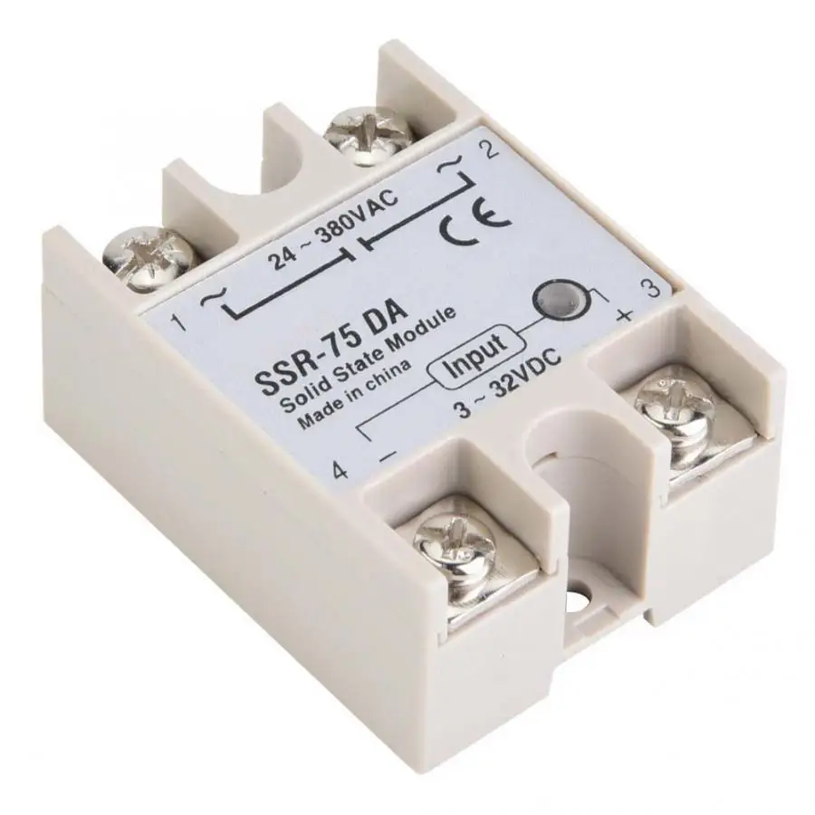 DC AC твердотельное реле SSR 75DA 75A от 3 до 32 В постоянного тока 24 380 переменного
