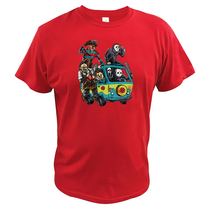 Футболка с принтом «ужас» Фредди Крюгера из фильма «Крик бензопилы», Мужская футболка из хлопка, американский размер, Мужская футболка - Цвет: Красный