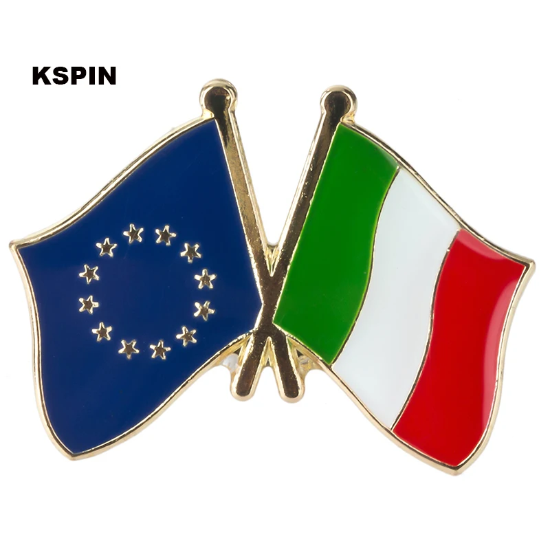 

European Union Italy Friendship Flag Badge Metalicas Pins Icon Backpack Brooch for Women/Men XY0073-5