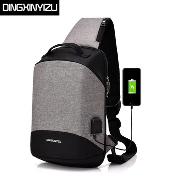 

DINGXINYIZU New Men USB Design High Capacity Chest bags Anti-theft Man Crossbody Bag Waterproof Male Casual Travel Shoulder Bags