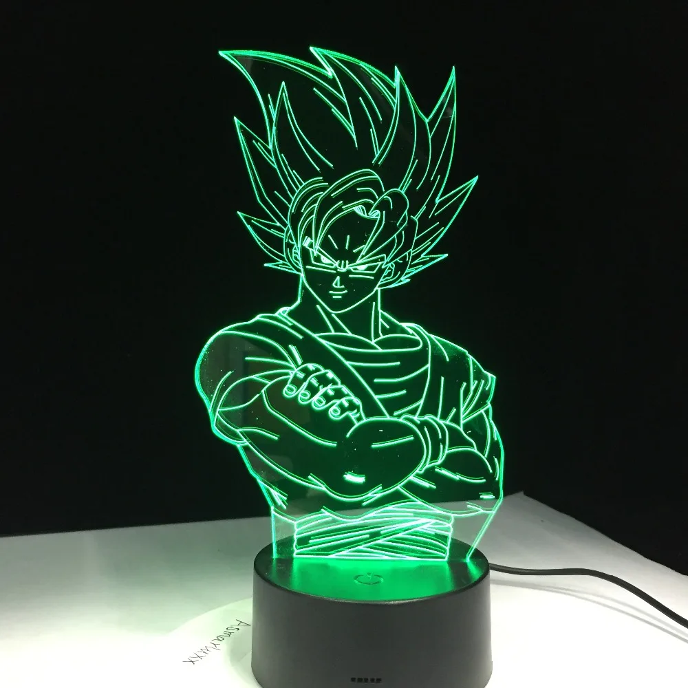 Для детей Dragon Ball Z Vegeta Супер Saiyan светодиодный светильник супер Сон Гоку светодиодный настольный светильник с сенсорным пультом дистанционного управления 3D светодиодный светильник