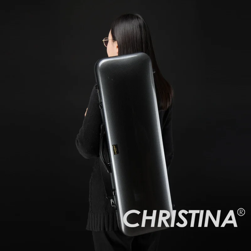Case de Alta Fibra de Vidro Violino com Dois Itália Christina Violino Qualidade – Carbono Cor Preta Acessórios Arcos Suportes 4