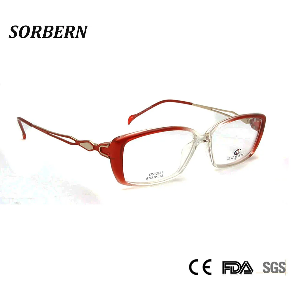 

SORBERN TR90 Eyeglasses Frames Women Luxury Style Optical Glasses Ultralight Pink Miopia Eyewear Screw Spectacles Clear Lens