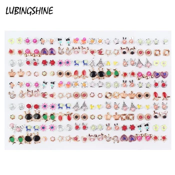 

100pairs/set Mixed Style Rhinestone Crystal Stud Earrings Sets Geometric Heart Crown Flower Pearl Earring For Women Jewelry Gift