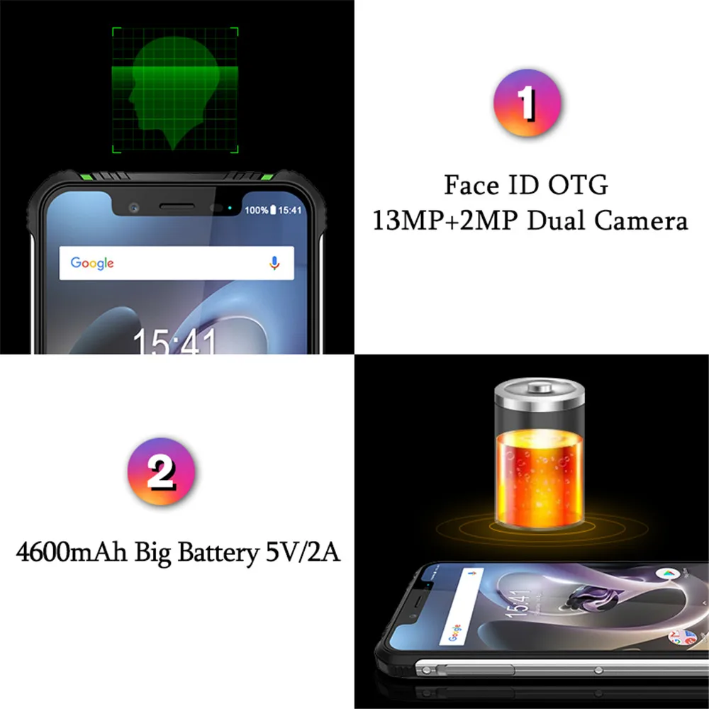  Original Global Version HOMTOM ZOJI Z33 IP68 Waterproof Smartphone Quad Core 3GB 32GB 4600mAh Face 