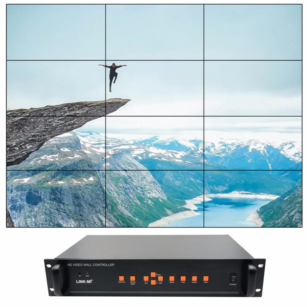 Video Wall Controller 3x4 3x2 2x3 3x3 4x3 stitching Processor 12 TV splitter image shows screen splicing HDMI VGA AV USB input