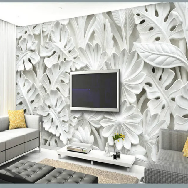 Leaf Pattern Plaster Relief Murals 3D Wallpaper For Walls Living Room TV Backdrop Bedroom Wall Painting Decoration Leaf Pattern Plaster Relief Murals 3D Wallpaper For Walls Living Room TV Backdrop Bedroom Wall Painting Decoration