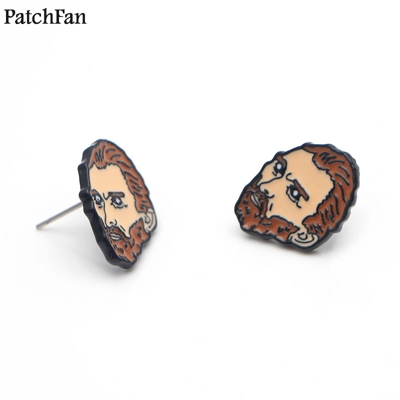12 пар/лот Patchfan Живопись Ван Гога классические дизайнерские гвоздики серьги сувениры Ювелирные изделия Подарки подруге на день рождения подарки A1844