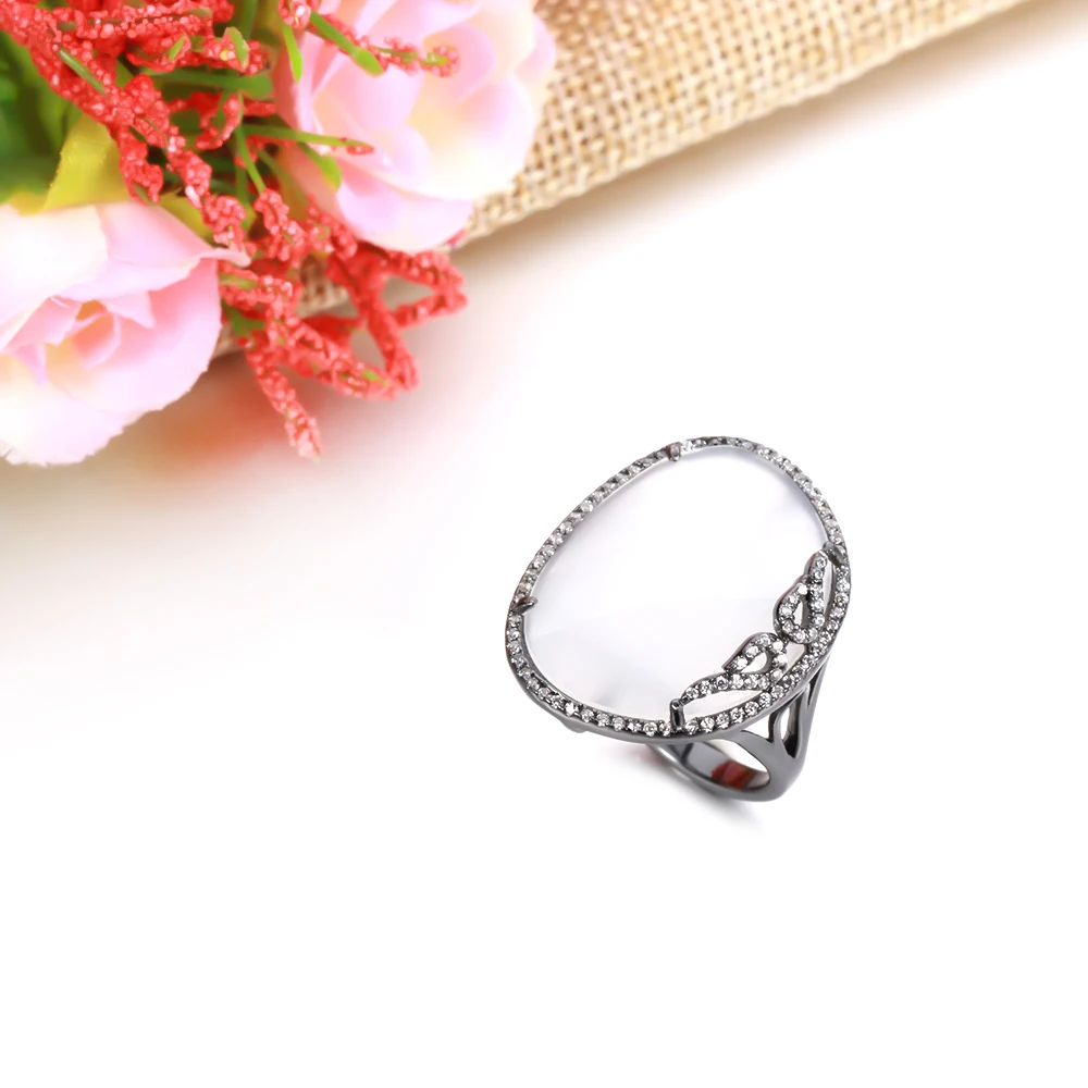TKJ Fine Jewelry Wedding Engagement Ring 100% Real 925 Sterling Silver Rings Grey Agate For Women Party | Украшения и аксессуары