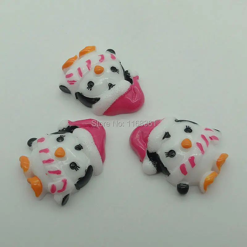 1pcs/lot resin flat back penguin with pink hat 32mm Cabochons Scrapbooking Hair Bow Center DIY Christmas decration C101-6
