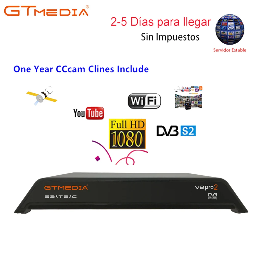 GTMedia V8 Pro2 спутниковый ТВ приемник встроенный WiFi с 1 год Испания Европа Cccam Cline Full HD DVB-S2+ T2+ C Freesat V9 Super